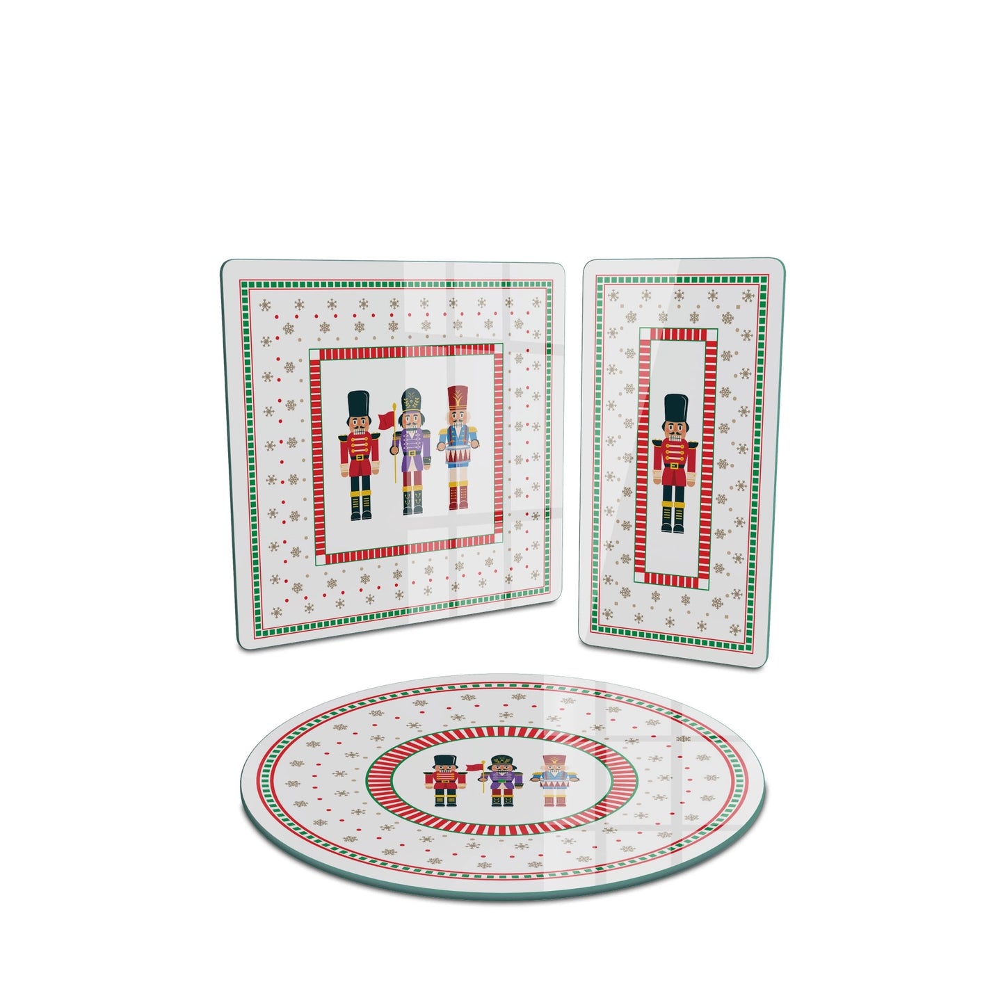 Vivantes 3 piece glass serving set - Christmas Nutcracker Gang