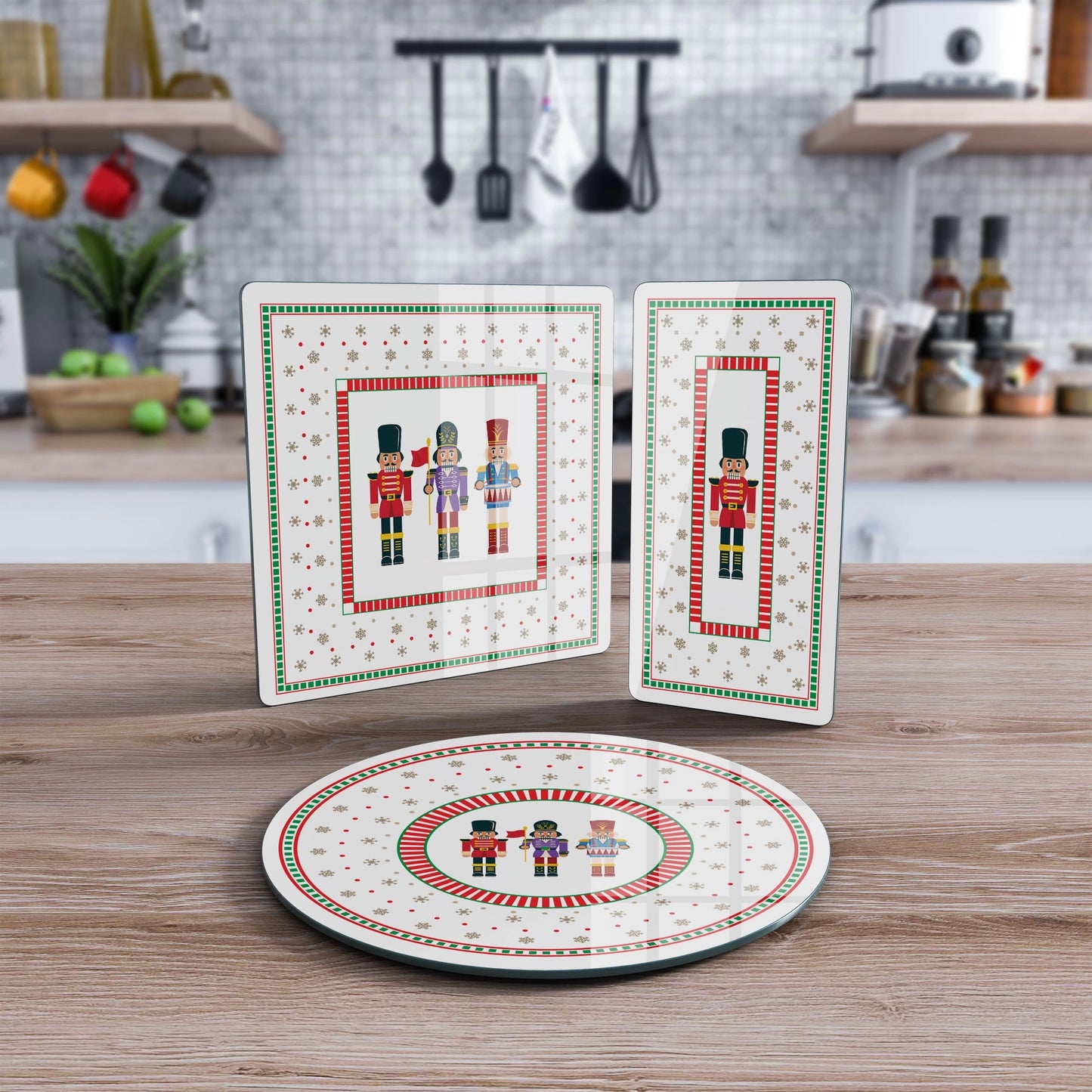 Vivantes 3 piece glass serving set - Christmas Nutcracker Gang