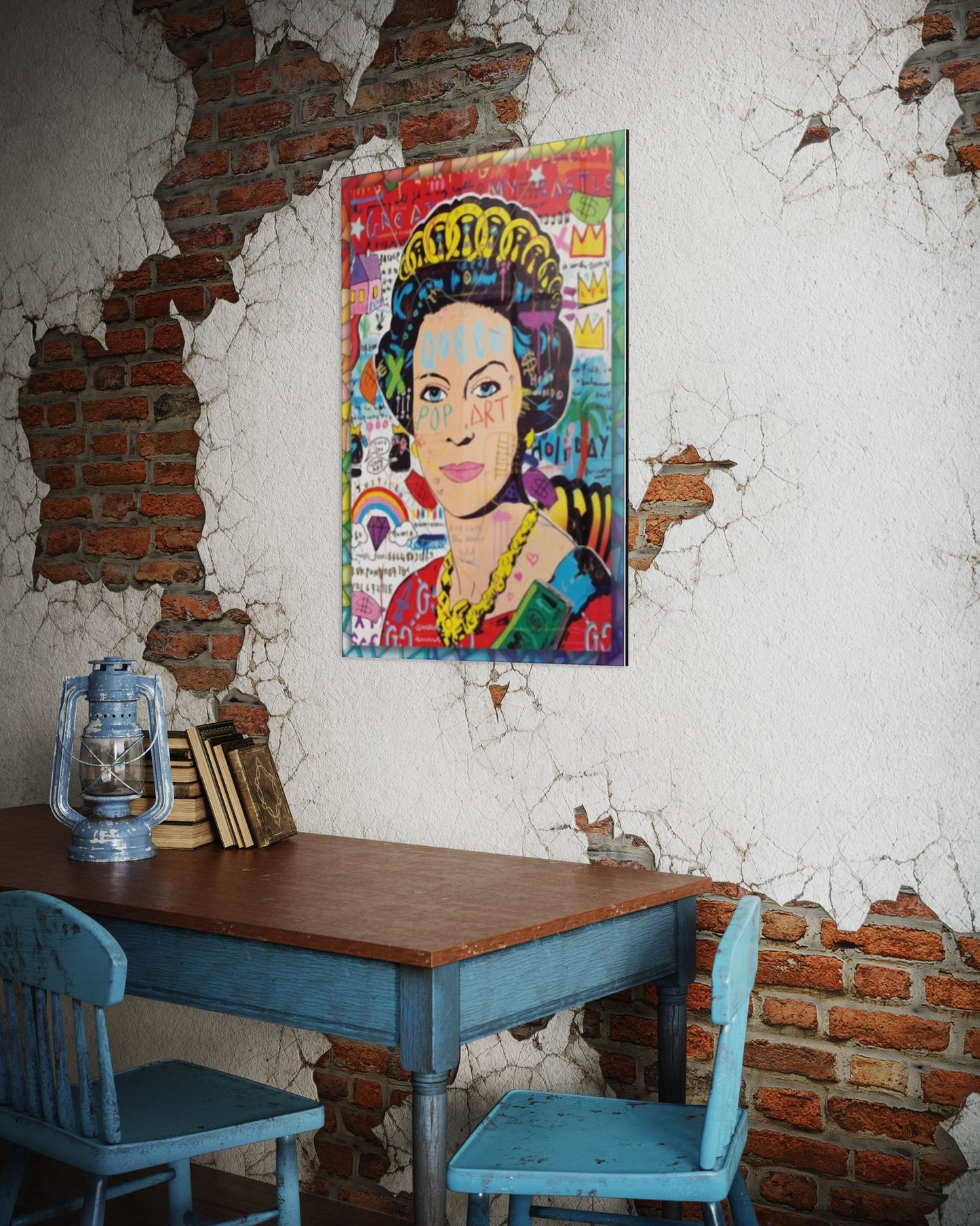 Vivantes Tempered Glass Wall Art - Pop Art Queen of England