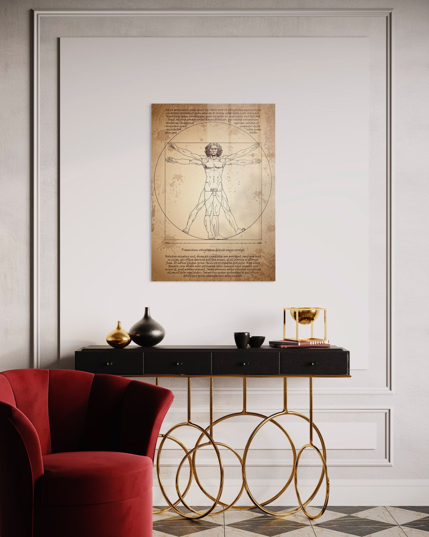 Vivantes Tempered Glass Wall Art - Leonardo Da Vinci Human Anatomy