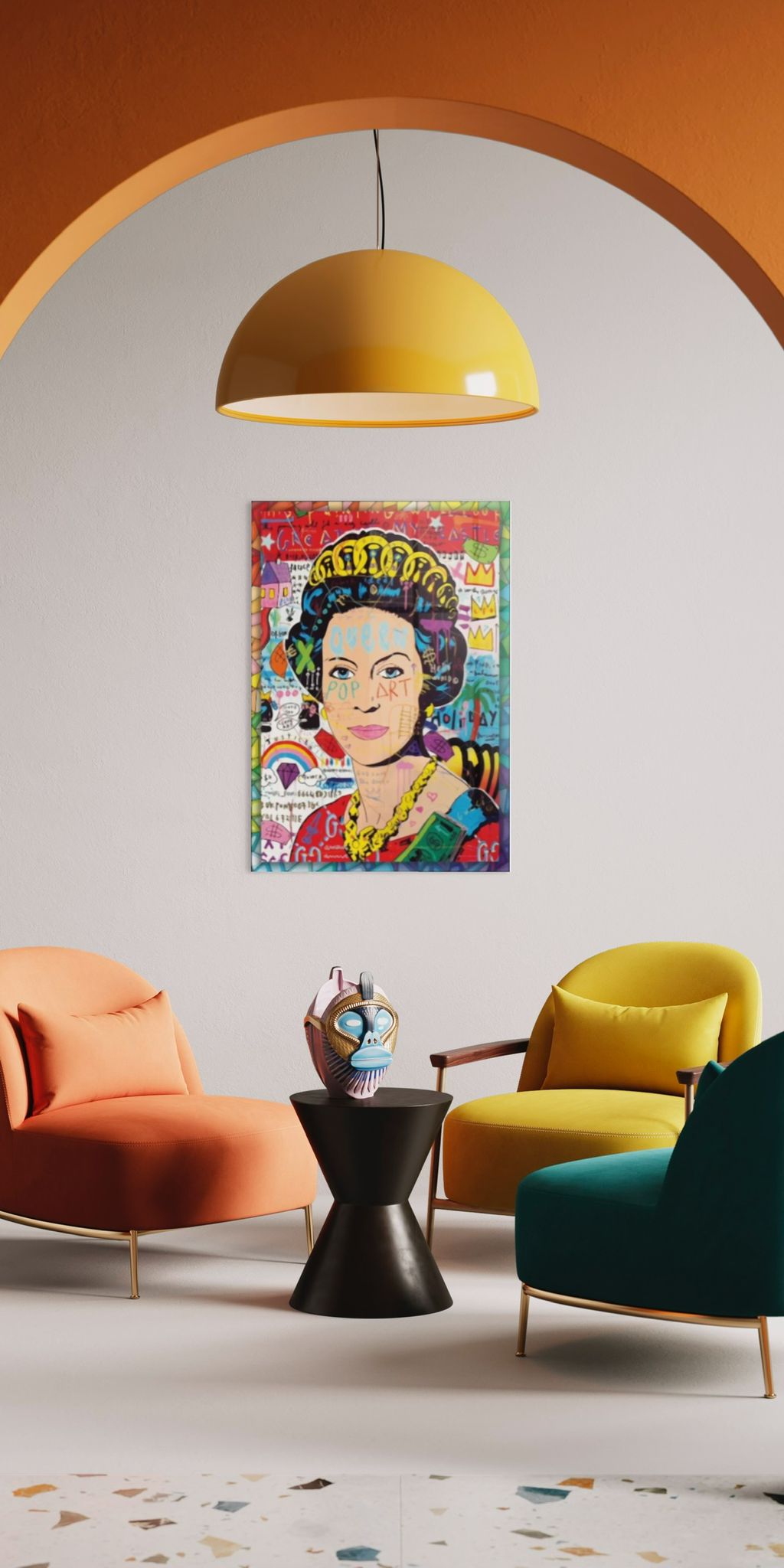 Vivantes Tempered Glass Wall Art - Pop Art Queen of England