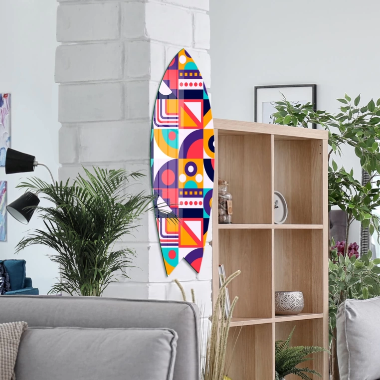 Vivantes Decorative Surfing Board in 4mm Tempered Glass-Mix Retro