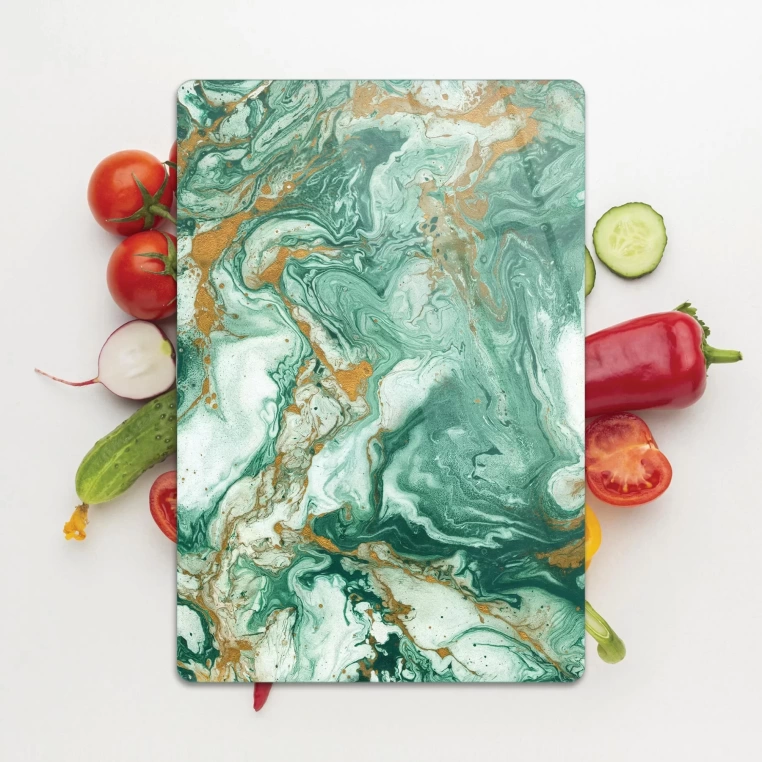 Tempered Glass Cutting Board - Green Gold Granite