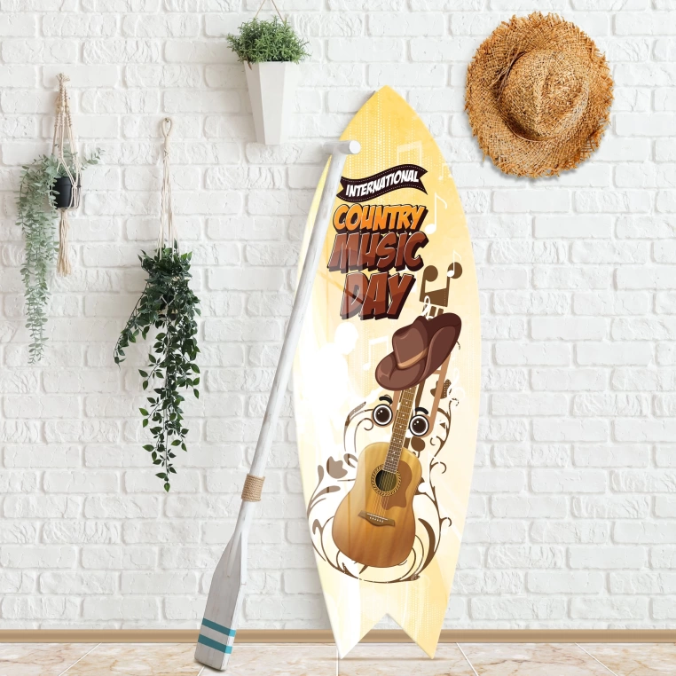 Vivantes Decorative Surfing Board in 4mm Tempered Glass-Country Music