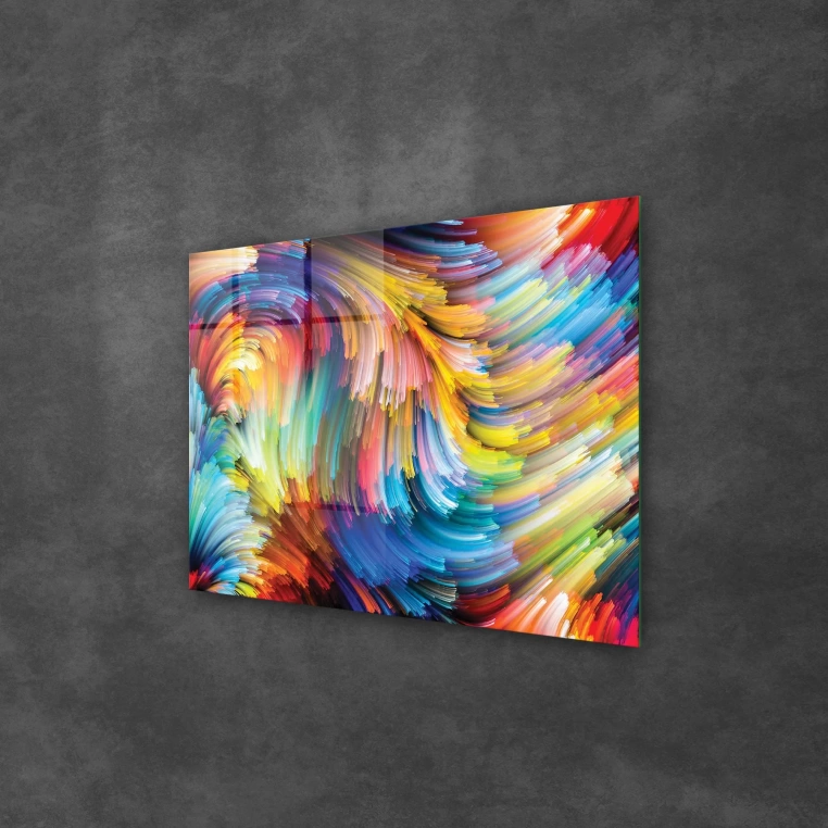 Vivantes Tempered Glass Wall Art - colored waves