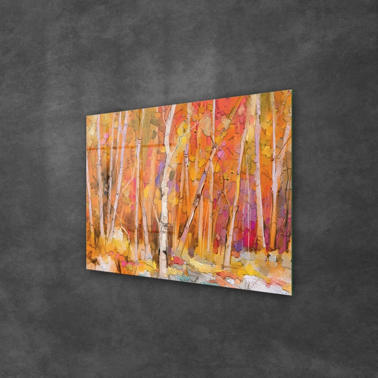 Vivantes Tempered Glass Wall Art - Forest in Autumn