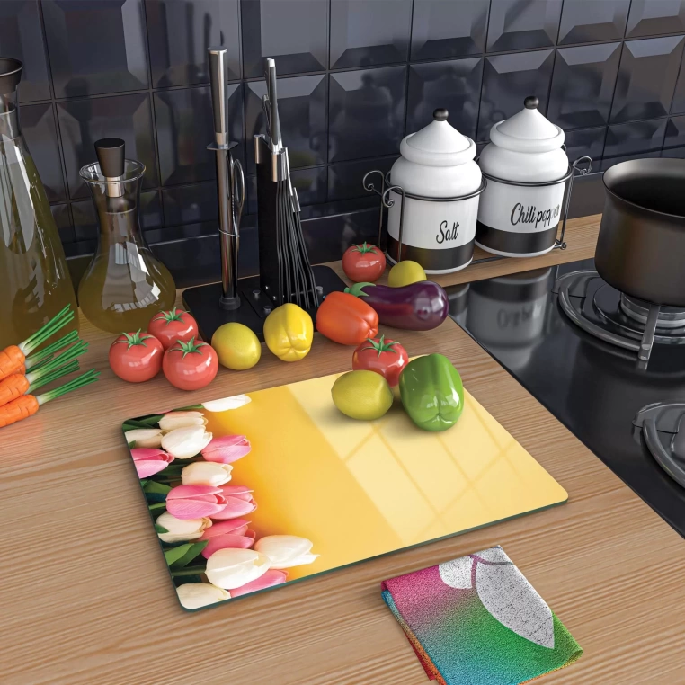 Tempered Glass Cutting Board - Dosen Tulips