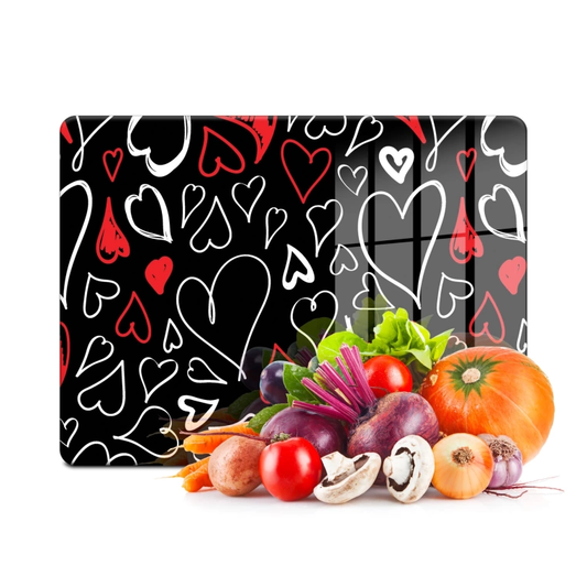 Tempered Glass Cutting Board - Small Hearts