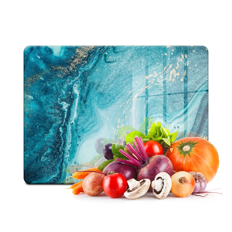 Tempered Glass Cutting Board - Blue Granite