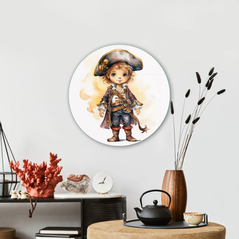 Vivantes Circle Glass Wall Art in 12" Diameter-Little Pirate