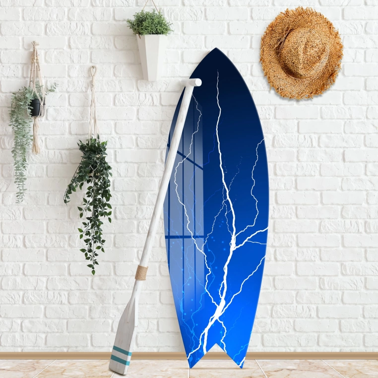 Vivantes Decorative Surfing Board in 4mm Tempered Glass-Lightning