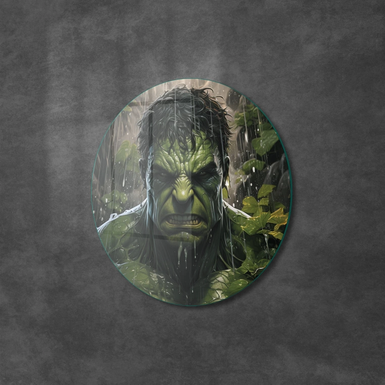 Vivantes Circle Glass Wall Art in 12" Diameter-Hulk