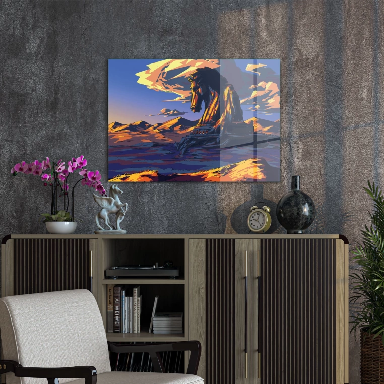 Vivantes Tempered Glass Wall Art - Horse Mountain