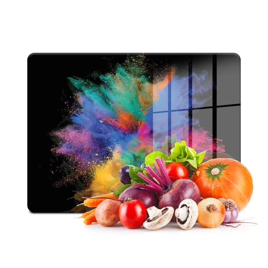 Tempered Glass Cutting Board - Rainbow Powder Splash