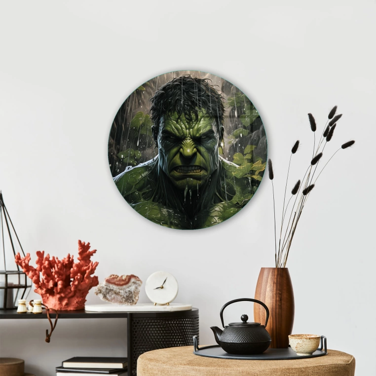 Vivantes Circle Glass Wall Art in 12" Diameter-Hulk