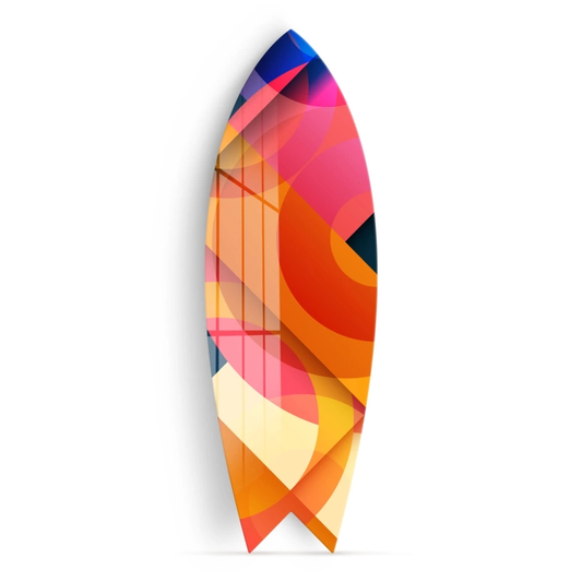 Vivantes Decorative Surfing Board in 4mm Tempered Glass-Pinky Art