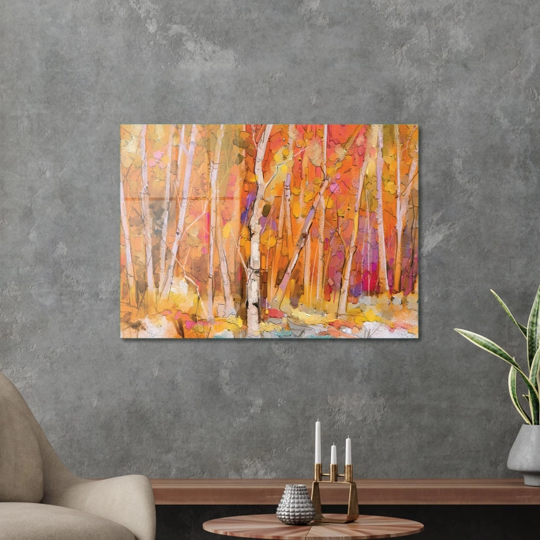 Vivantes Tempered Glass Wall Art - Forest in Autumn