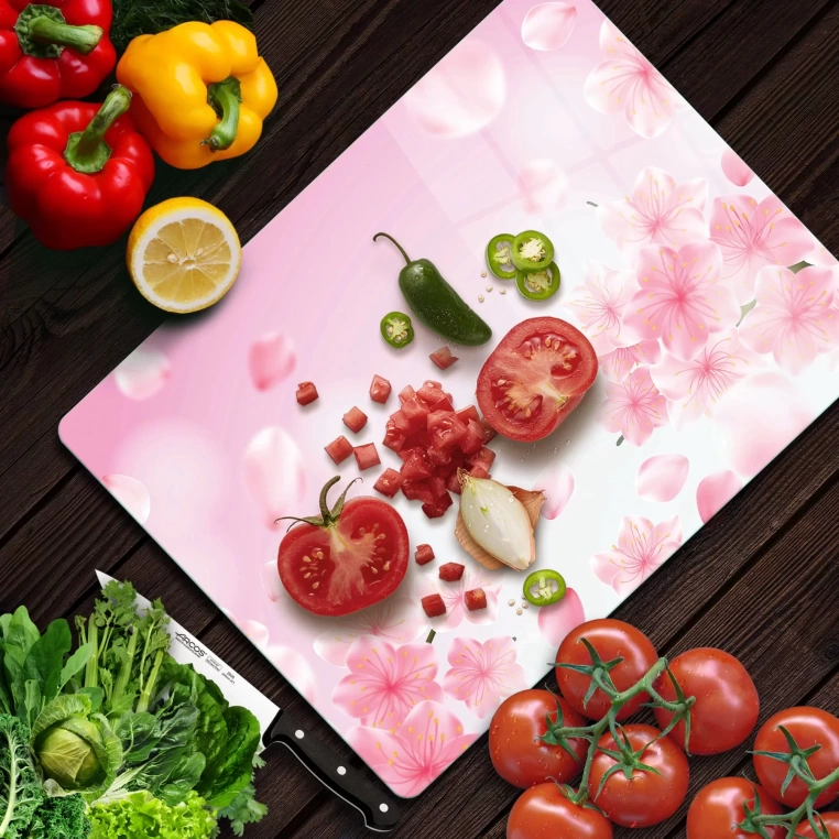 Tempered Glass Cutting Board - Pink Dream