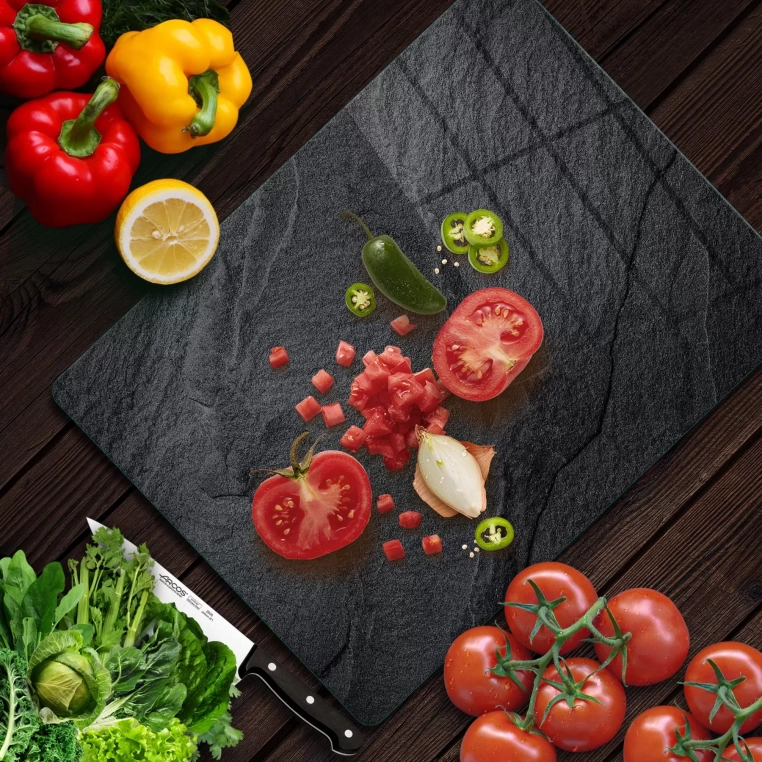 Tempered Glass Cutting Board - Black Stone