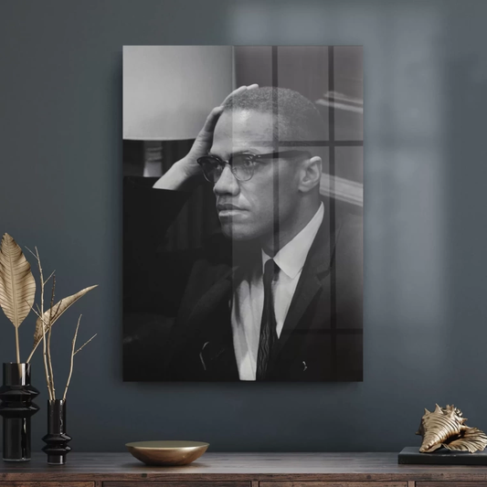 Vivantes Tempered Glass Wall Art - Malcom X