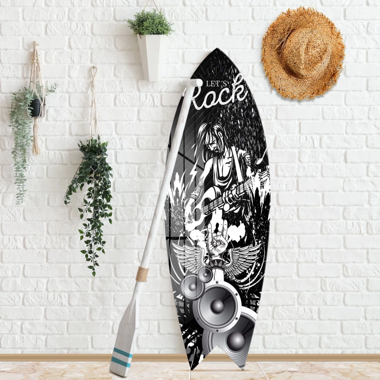 Vivantes Decorative Surfing Board in 4mm Tempered Glass-Lets Rock