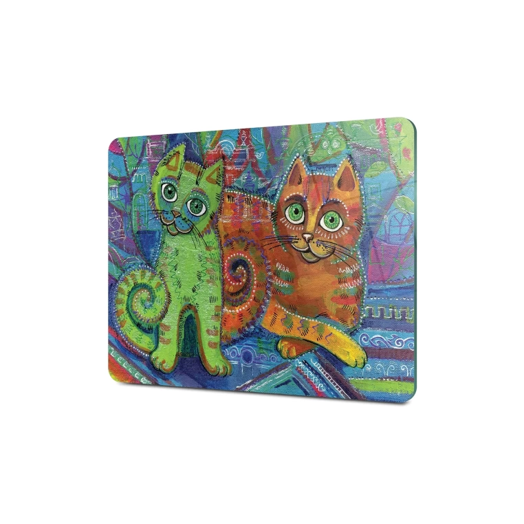 Tempered Glass Cutting Board - Green eyed Cats