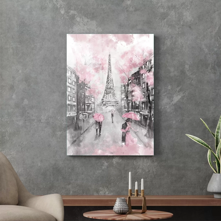 Vivantes Tempered Glass Wall Art - Paris in Pink