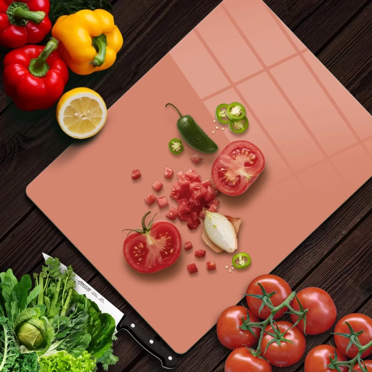 Tempered Glass Cutting Board - PowderOrange