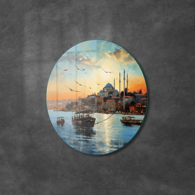 Vivantes Circle Glass Wall Art in 12" Diameter-Hagia Sophia