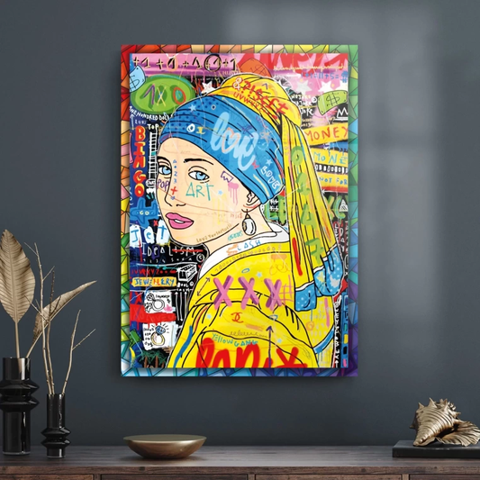 Vivantes Tempered Glass Wall Art - Pop Art Girls with Pearls