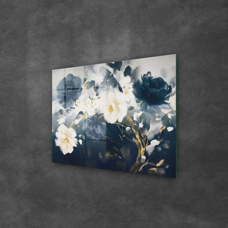 Vivantes Tempered Glass Wall Art - Oil Art Flowers