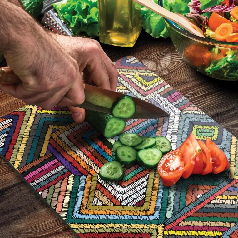 Tempered Glass Cutting Board - Colored Fabrics