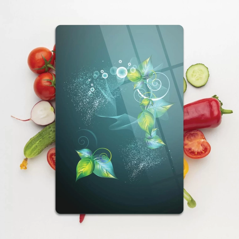 Tempered Glass Cutting Board - Turquoise Bubbles