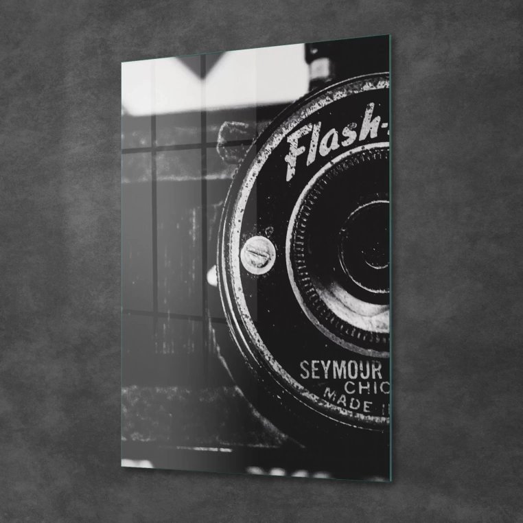 Vivantes Tempered Glass Wall Art - Vintage Camera