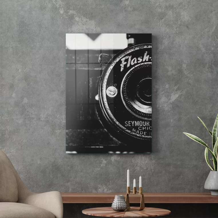 Vivantes Tempered Glass Wall Art - Vintage Camera