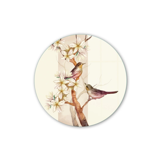 Vivantes Circle Glass Wall Art in 12" Diameter-Love Birds