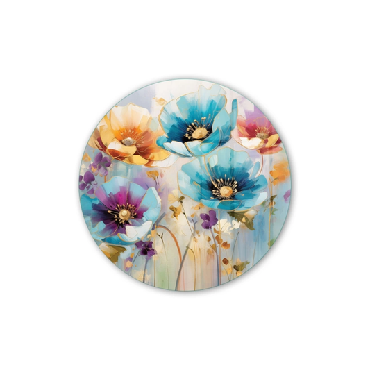 Vivantes Circle Glass Wall Art in 12" Diameter-Tulip Garden