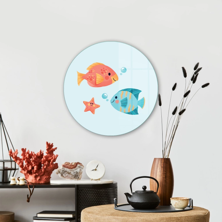 Vivantes Circle Glass Wall Art in 12" Diameter-FishTank