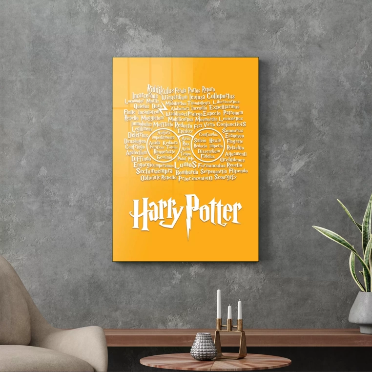 Vivantes Tempered Glass Wall Art - HP in Yellow