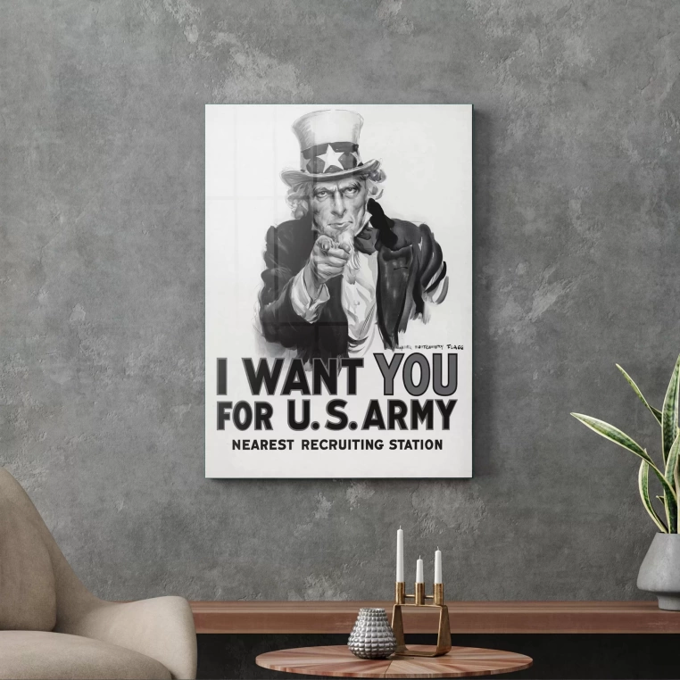 Vivantes Tempered Glass Wall Art - I want you for US Army