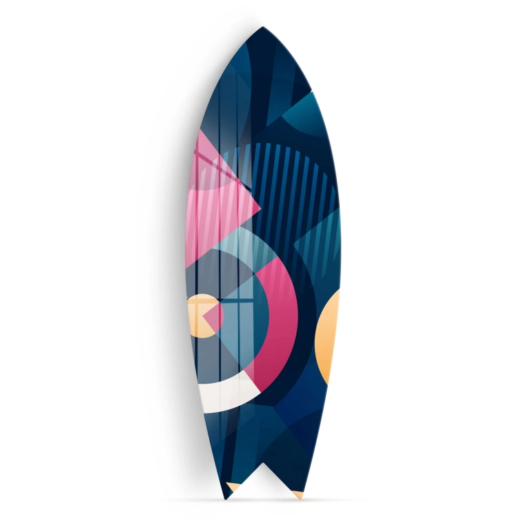 Vivantes Decorative Surfing Board in 4mm Tempered Glass-Navy Art