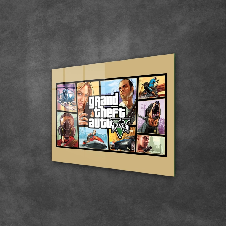 Vivantes Tempered Glass Wall Art - grand theft auto