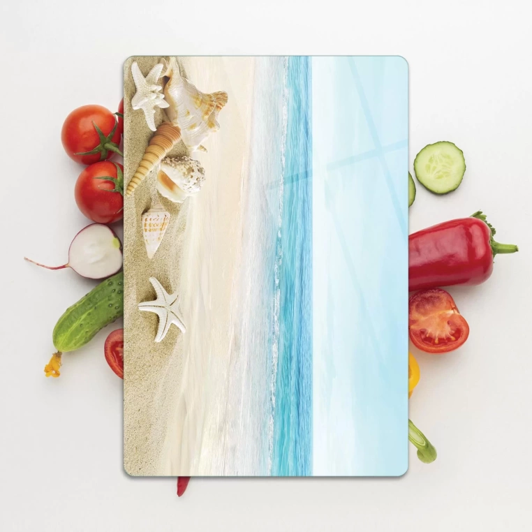 Tempered Glass Cutting Board - Calm Beach