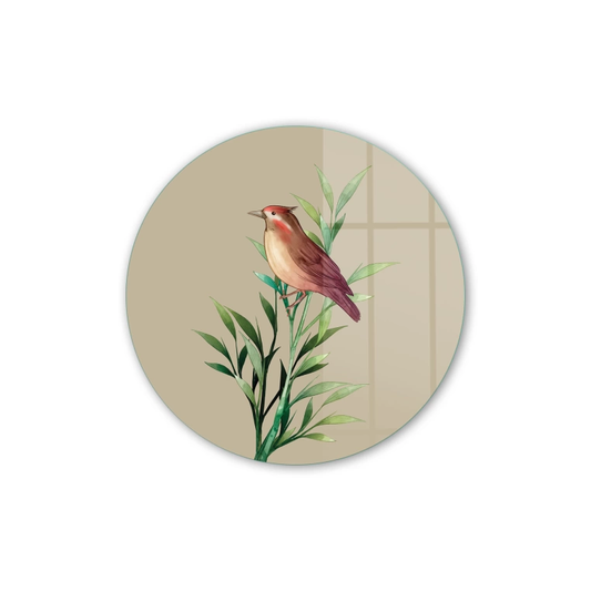 Vivantes Circle Glass Wall Art in 12" Diameter-The Bird