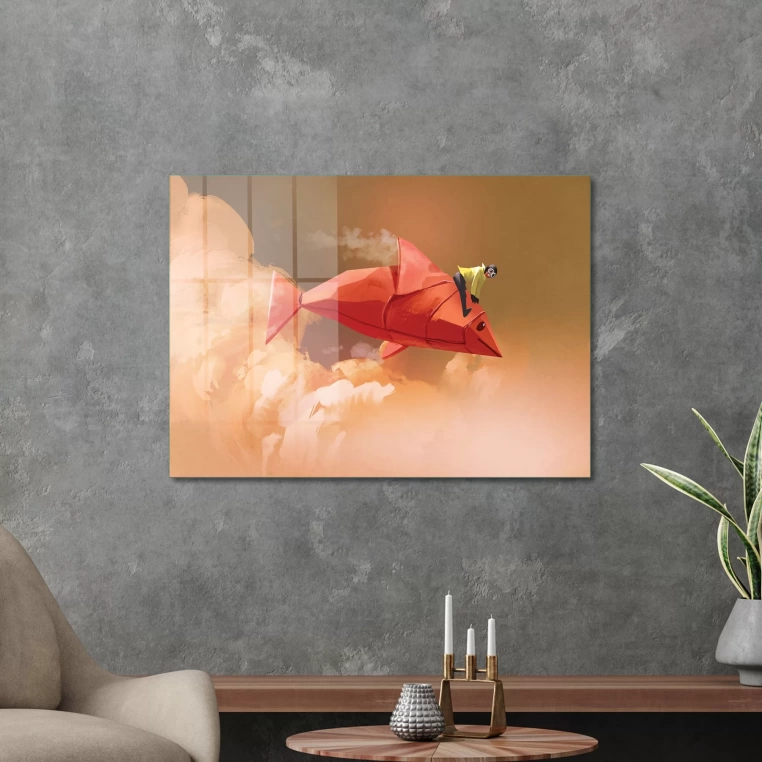 Vivantes Tempered Glass Wall Art - paper fish