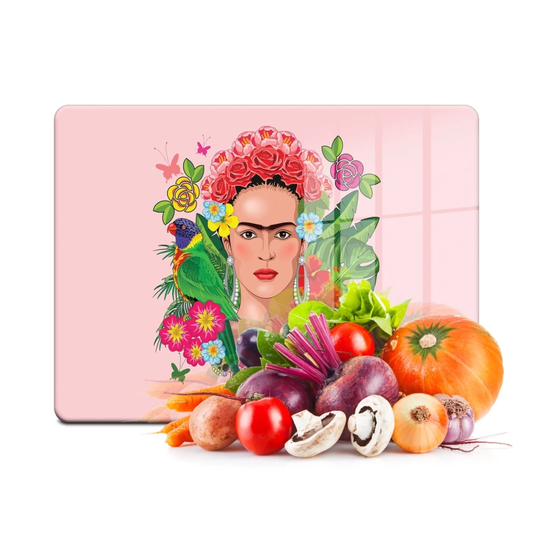 Tempered Glass Cutting Board - Lady in Flowers