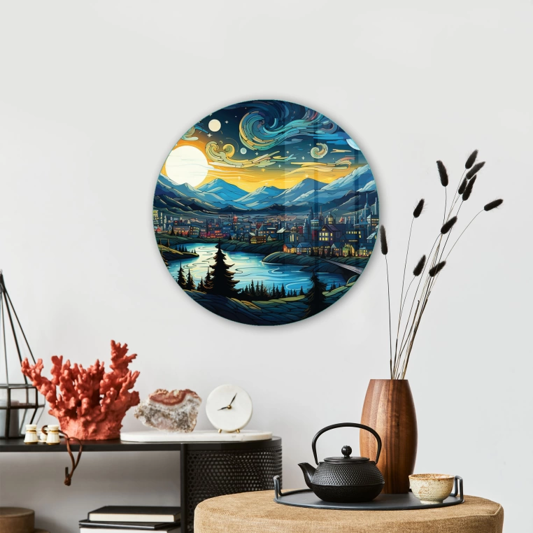 Vivantes Circle Glass Wall Art in 12" Diameter-German Village