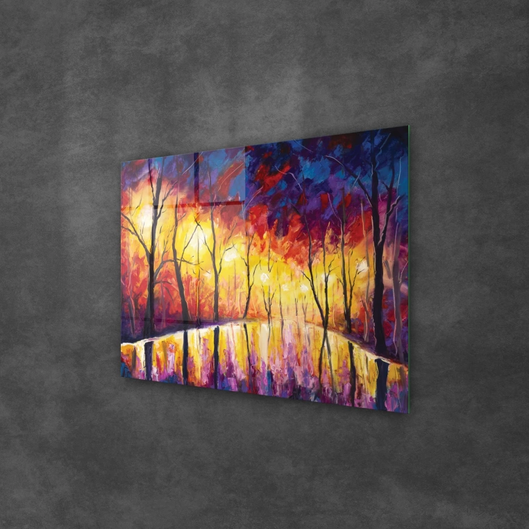 Vivantes Tempered Glass Wall Art - Dawn in Forest