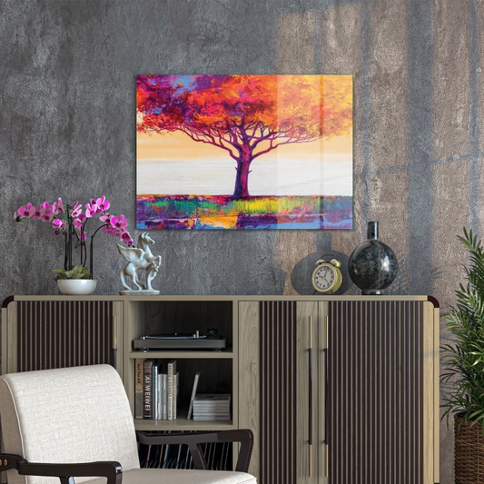 Vivantes Tempered Glass Wall Art - African Tree