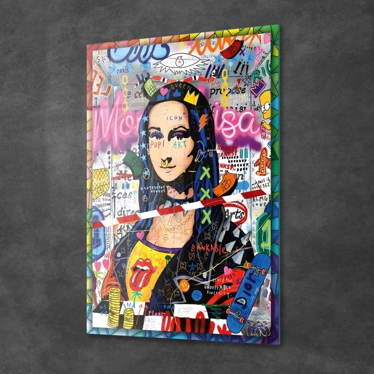 Vivantes Tempered Glass Wall Art - Pop Art Mona Lisa